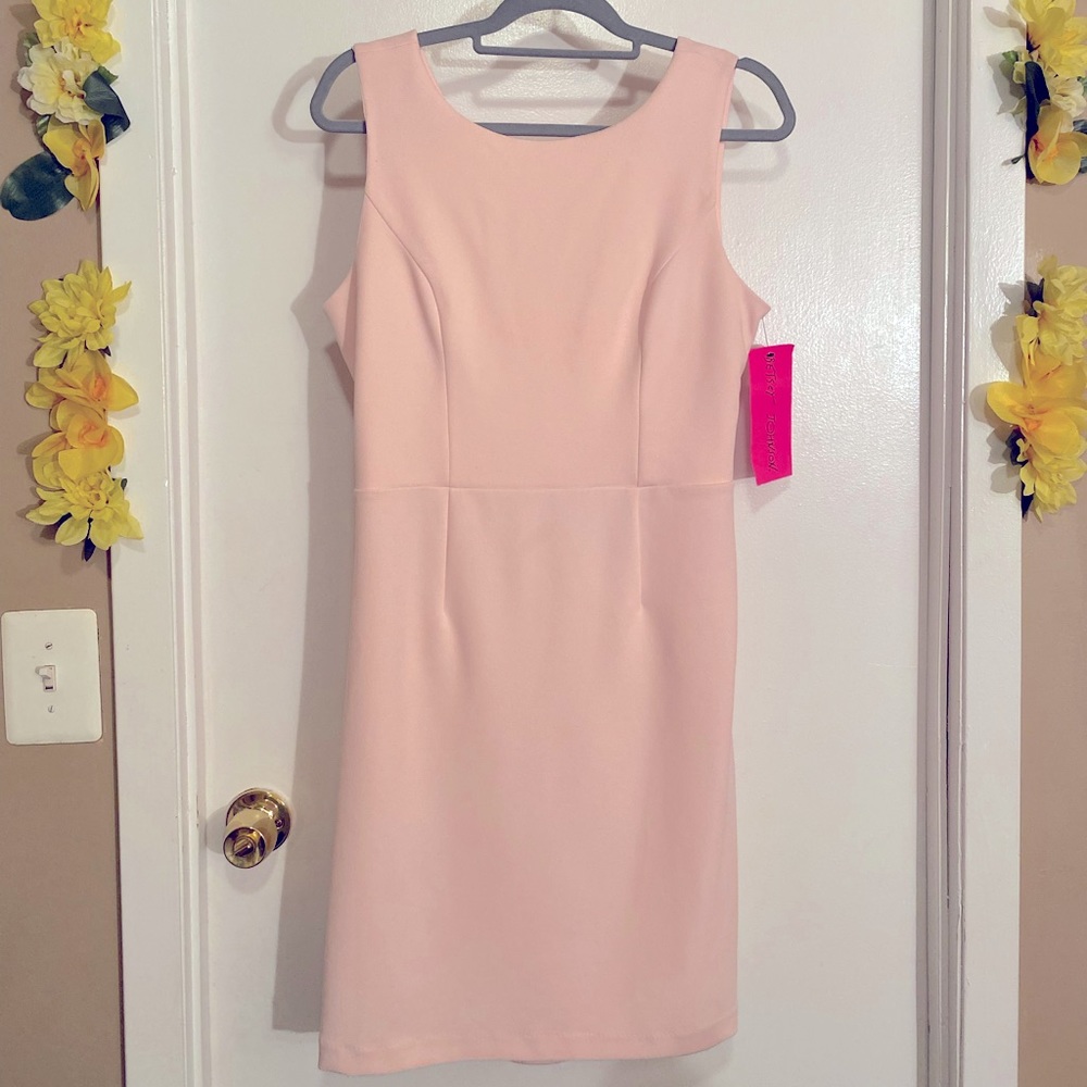 NWT: Betsey Johnson Soft Pink Cross-Back Scuba Crepe Dress Size 12
